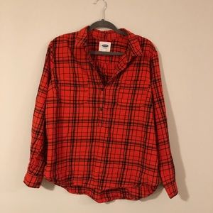 Old Navy red/orange plaid flannel tunic